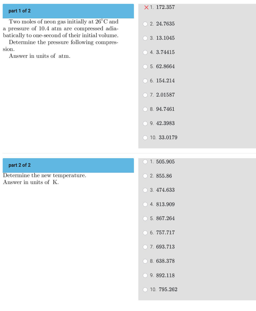 part 1 of 2 Two moles of neon gas initially at \