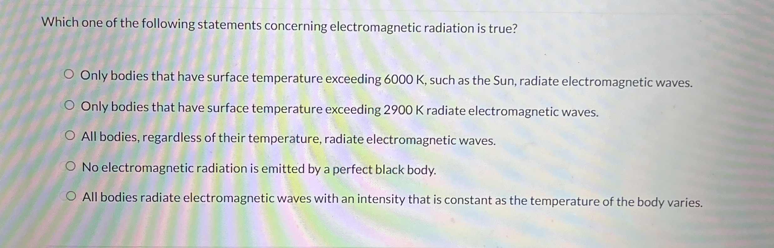 Which one of the following statements concerning