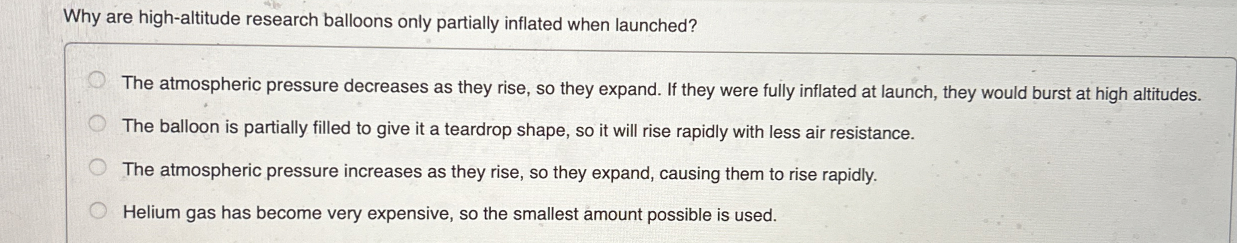 Why are high - altitude research balloons only