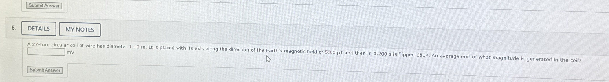 A 2 7 - turn circular coil of wire has diameter 1