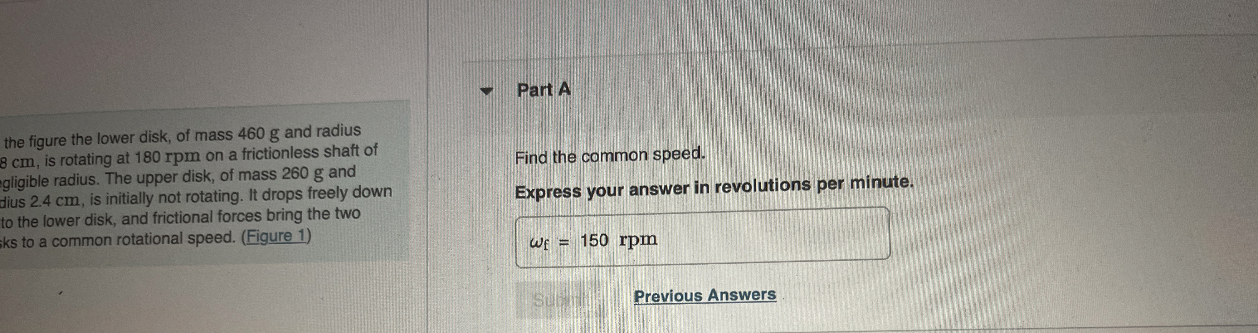 the figure the lower disk, of mass 4 6 0 g and