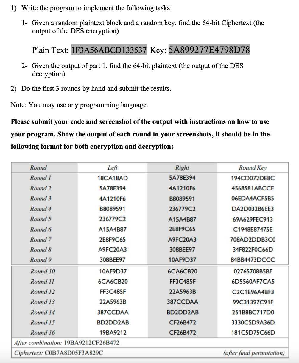 Write the program to implement the following