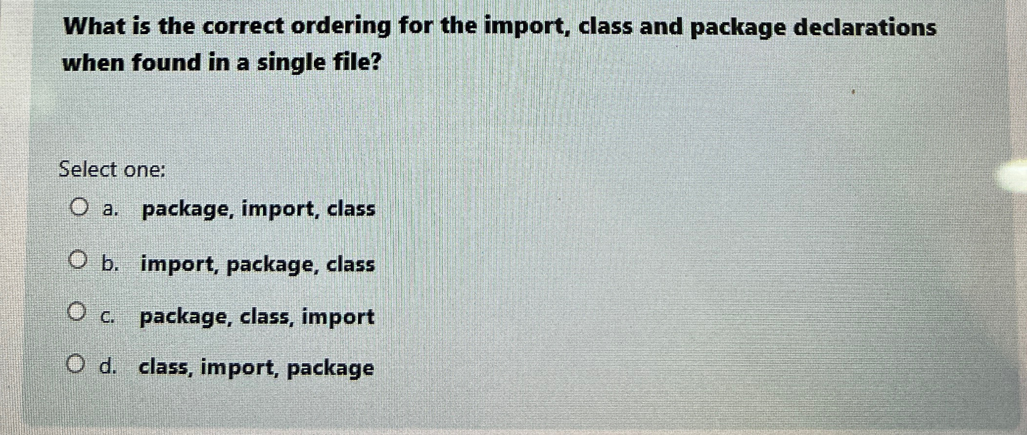 What is the correct ordering for the import,