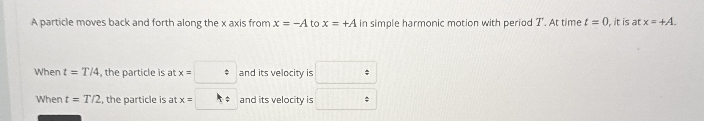 A particle moves back and forth along the x axis