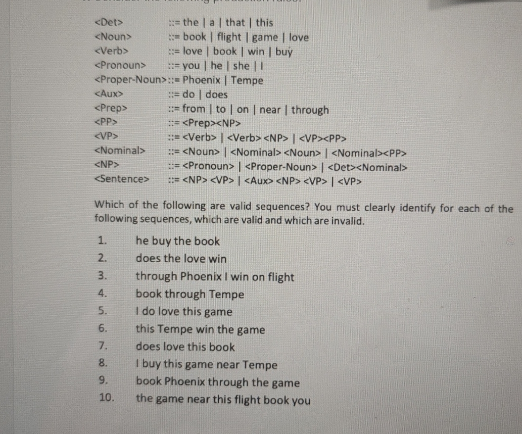 Which of the following are valid sequences? You