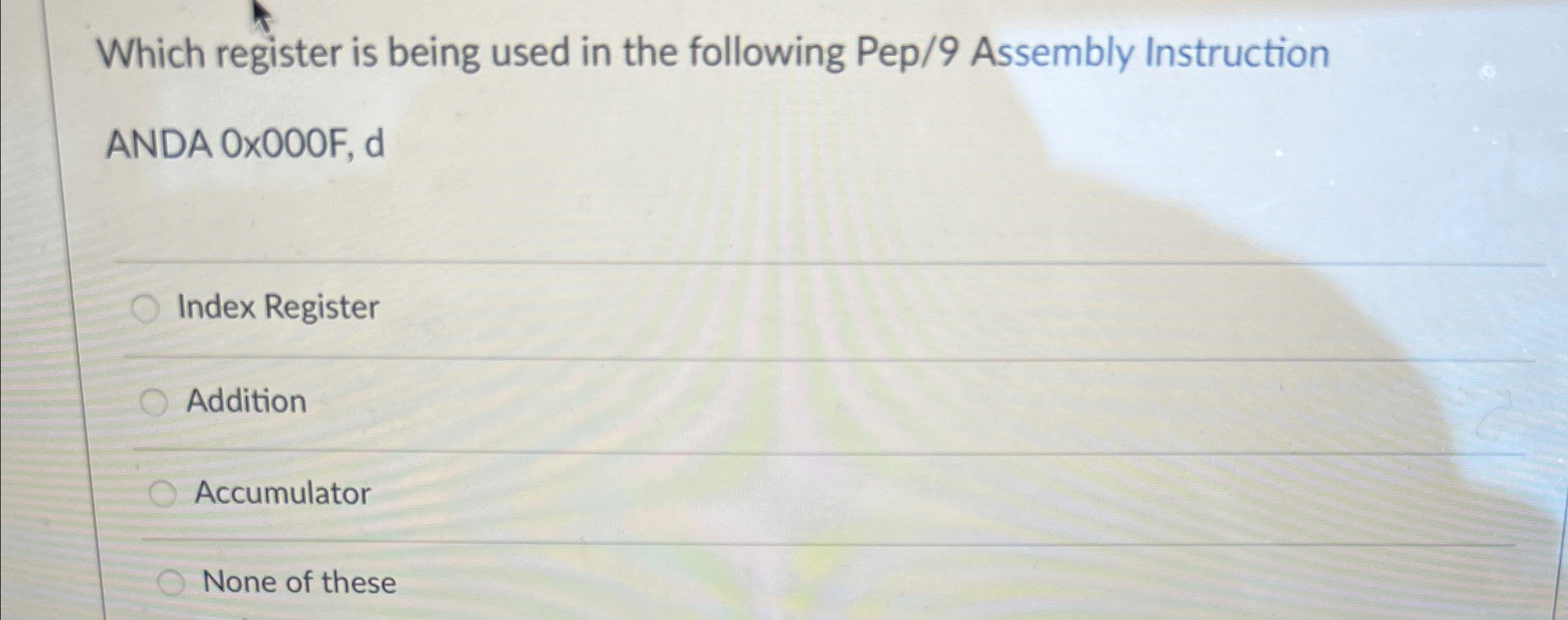 Which register is being used in the following Pep