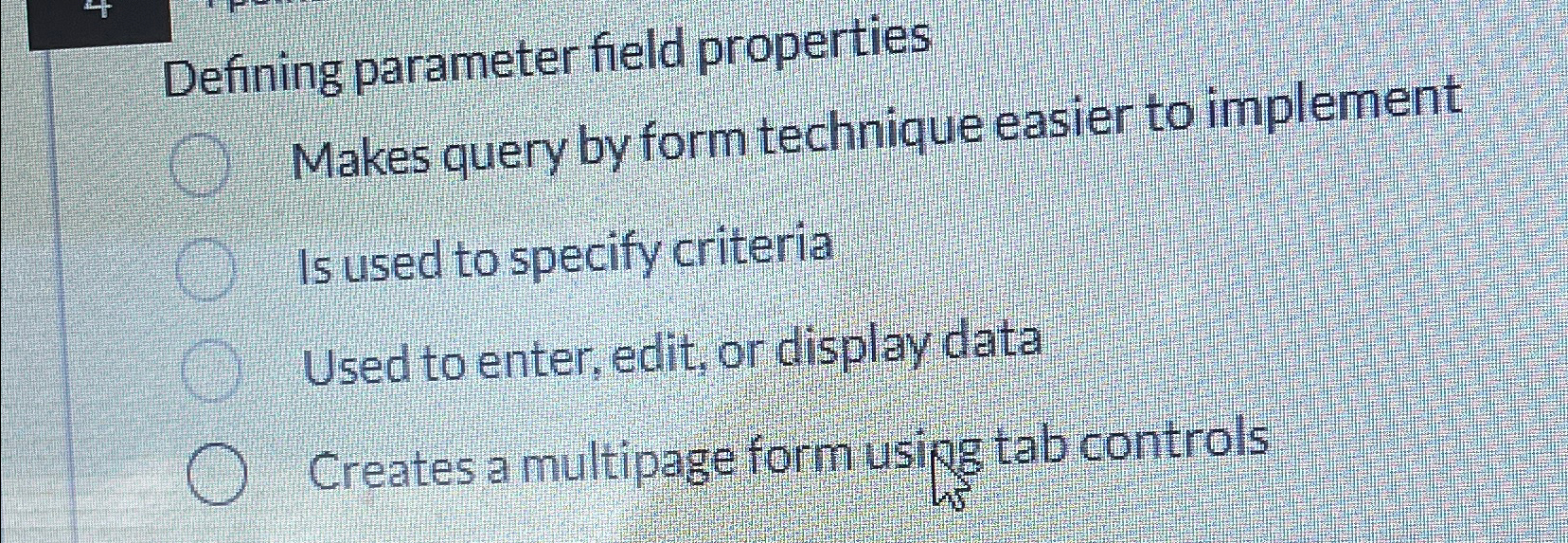 Defining parameter field properties Makes query