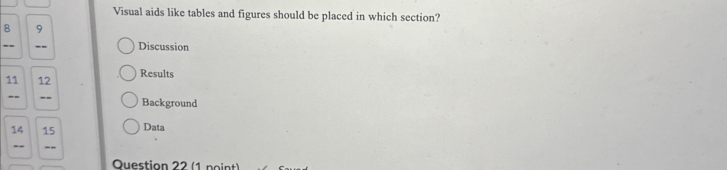 Visual aids like tables and figures should be