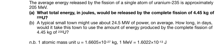 The average energy released by the fission of a