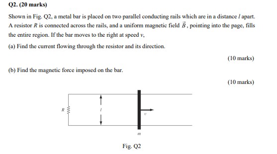 Q 2 . ( 2 0 marks ) Shown in Fig. Q 2 , a metal