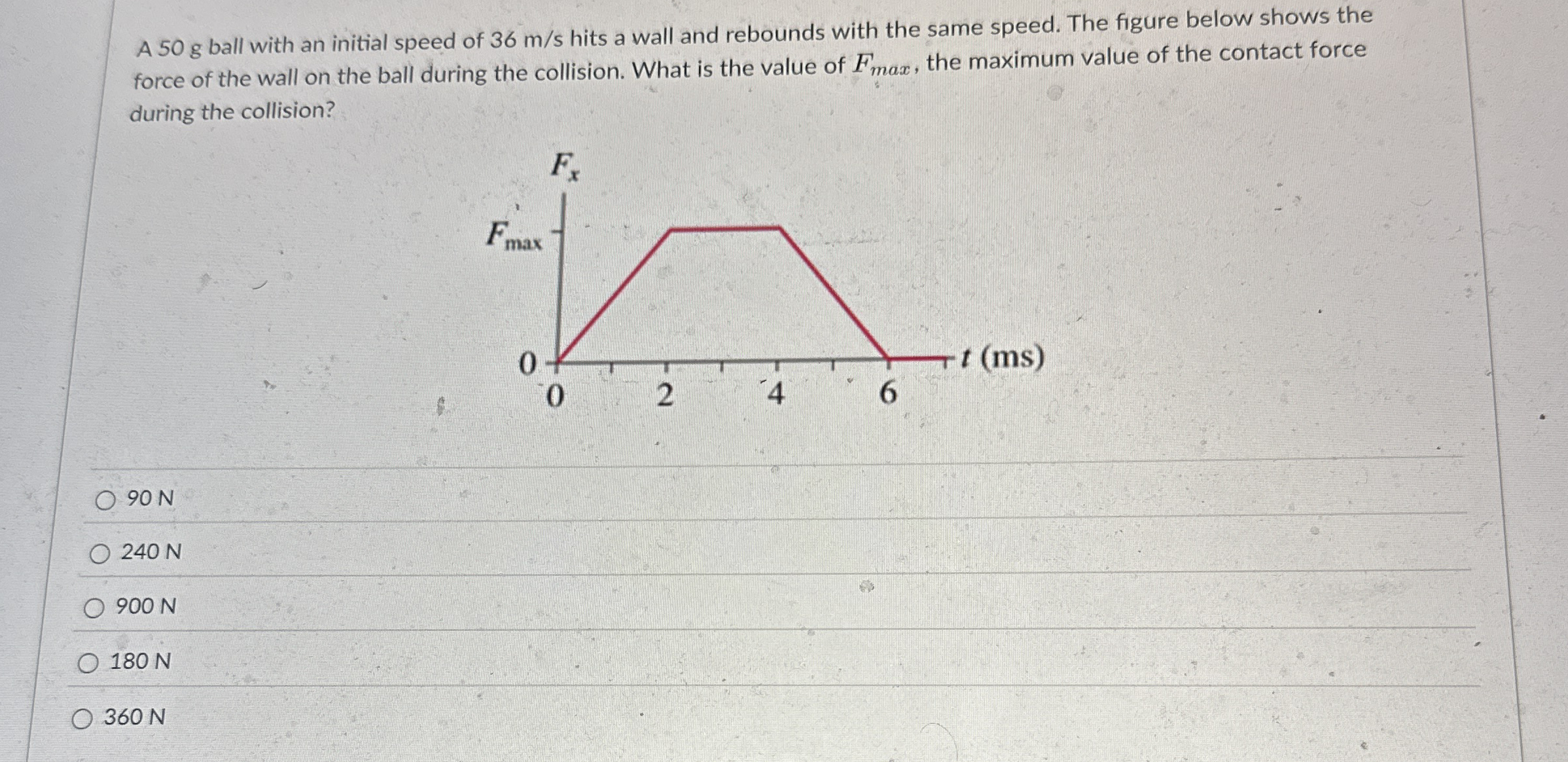 A 5 0 g ball with an initial speed of 3 6 m s