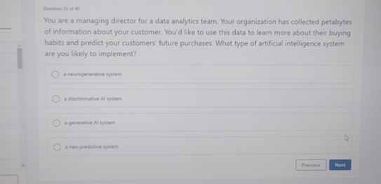 Oustion 2 6 at 4 0 You are a managing director