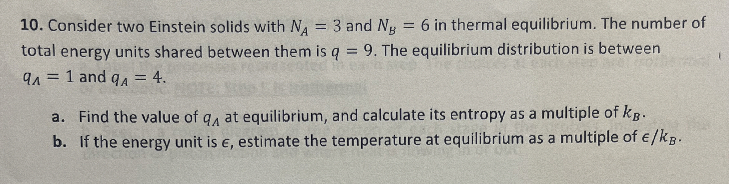 Consider two Einstein solids with N A = 3 and N B
