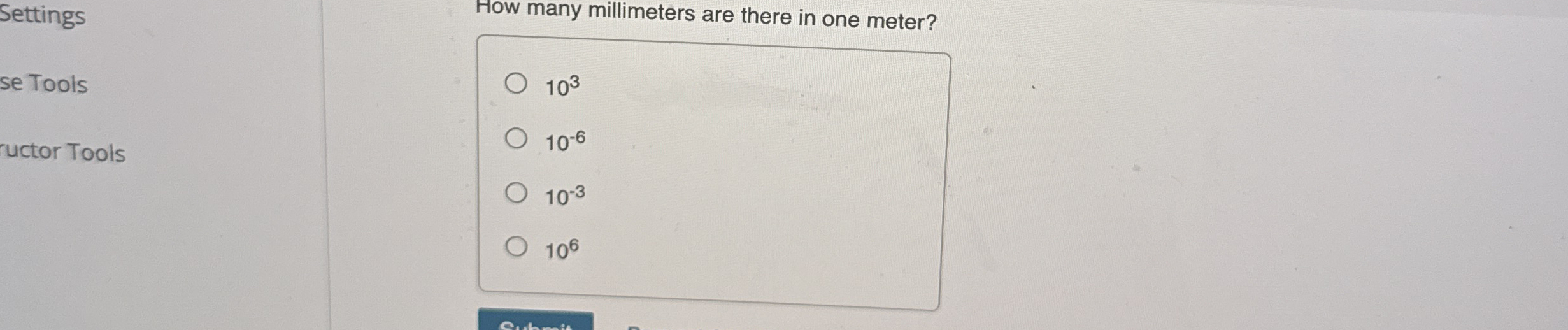 Settings How many millimeters are there in one