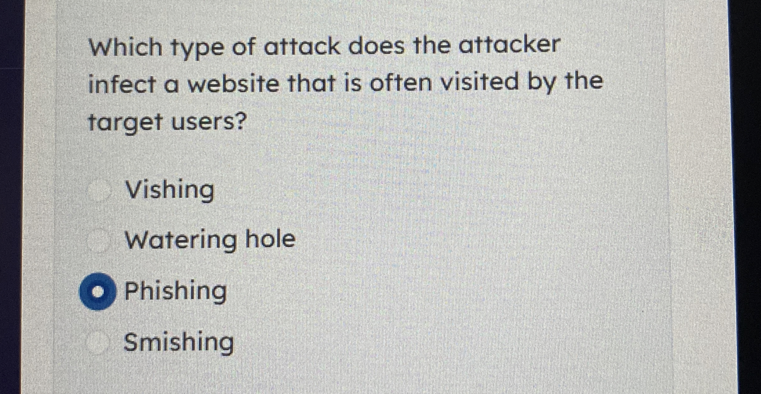 Which type of attack does the attacker infect a