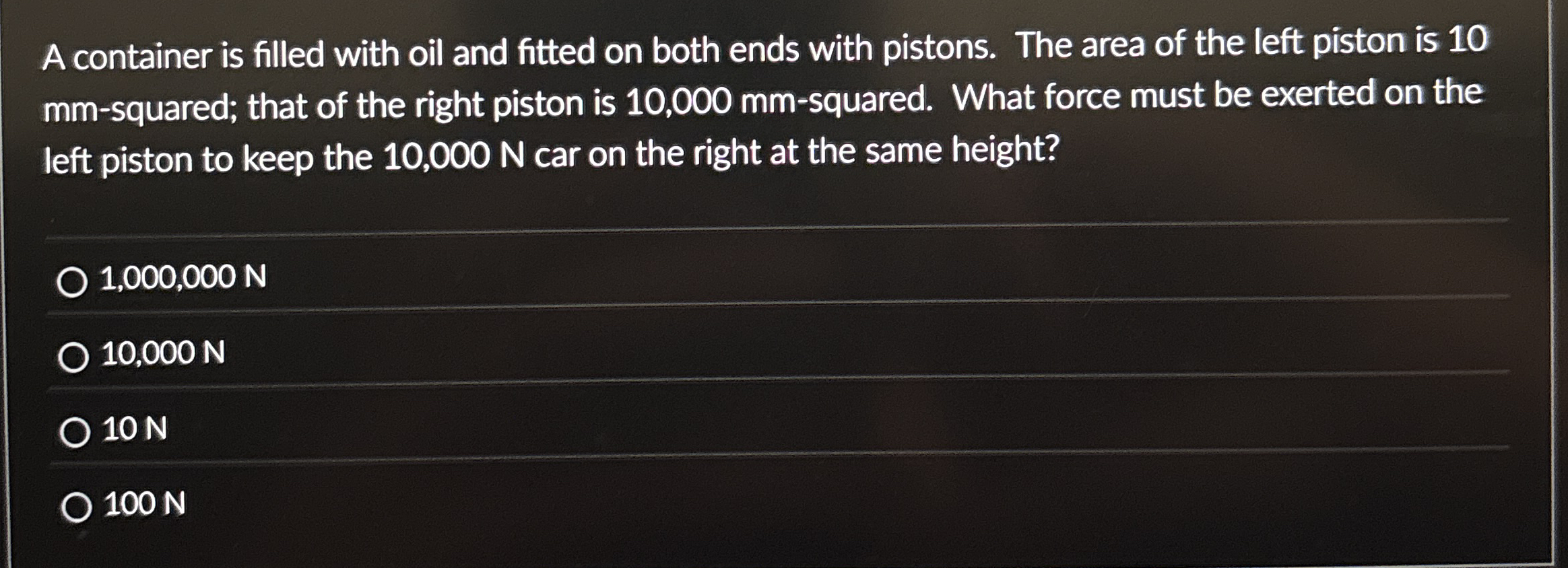 A container is filled with oil and fitted on both