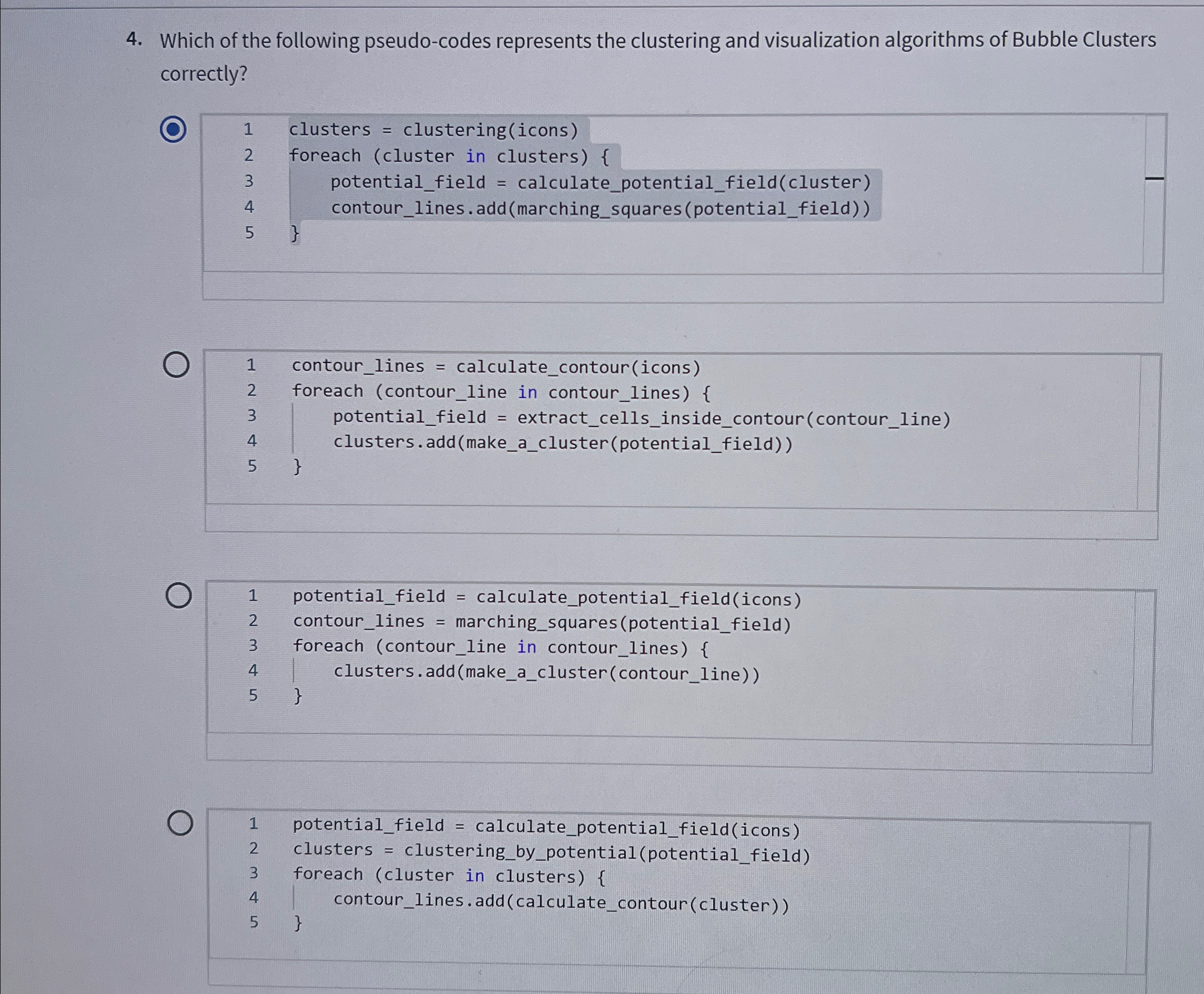 Which of the following pseudo - codes represents