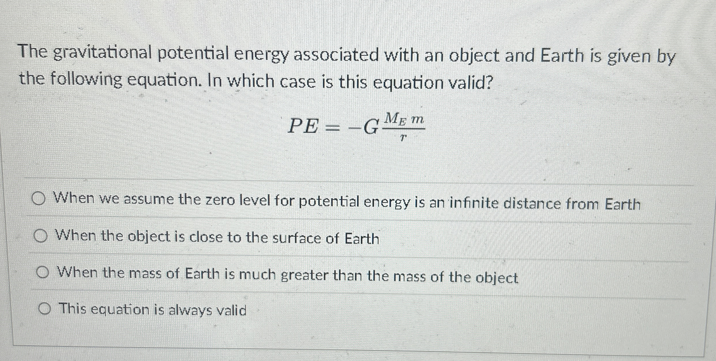 The gravitational potential energy associated