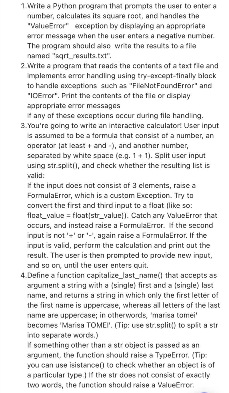 1 . Write a Python program that prompts the user
