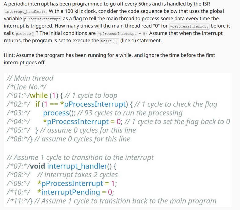 / / Main thread / / / / while ( 1 ) { / / 1 cycle