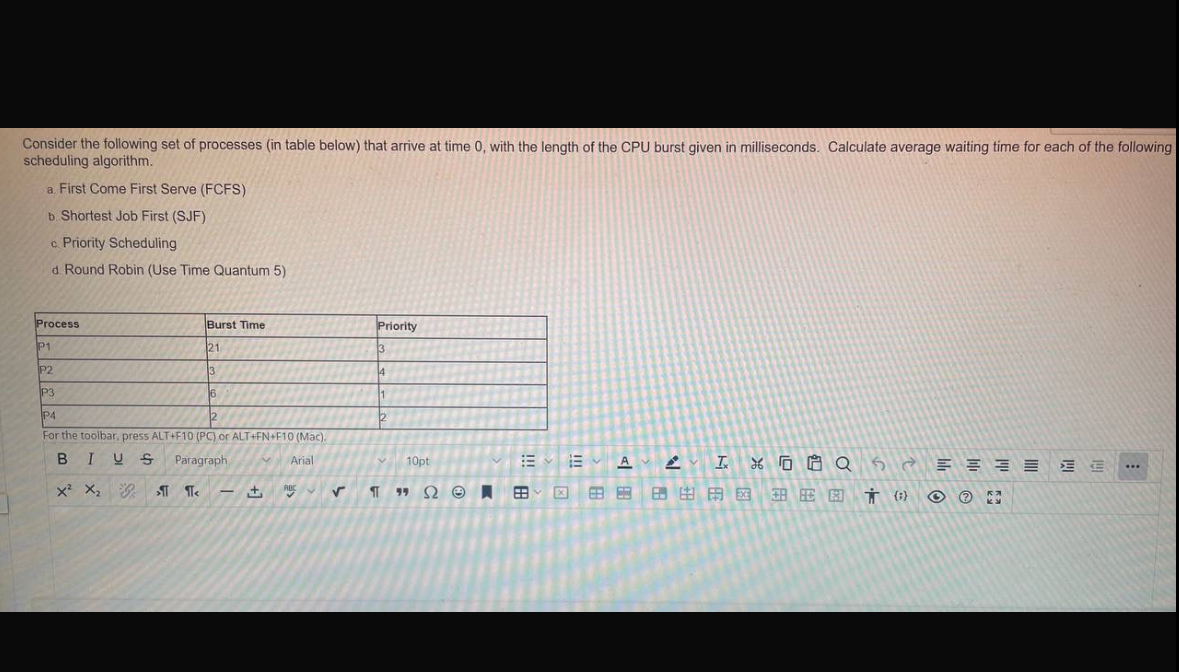 Consider the following set of processes ( in