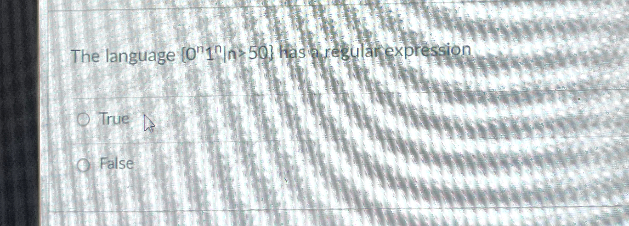 The language { 0 n 1 n | n > 5 0 } has a regular