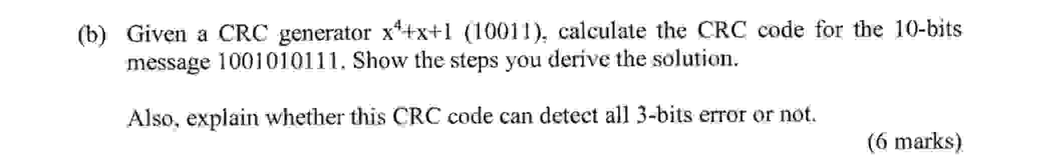 Also, explain whether this CRC code can detect