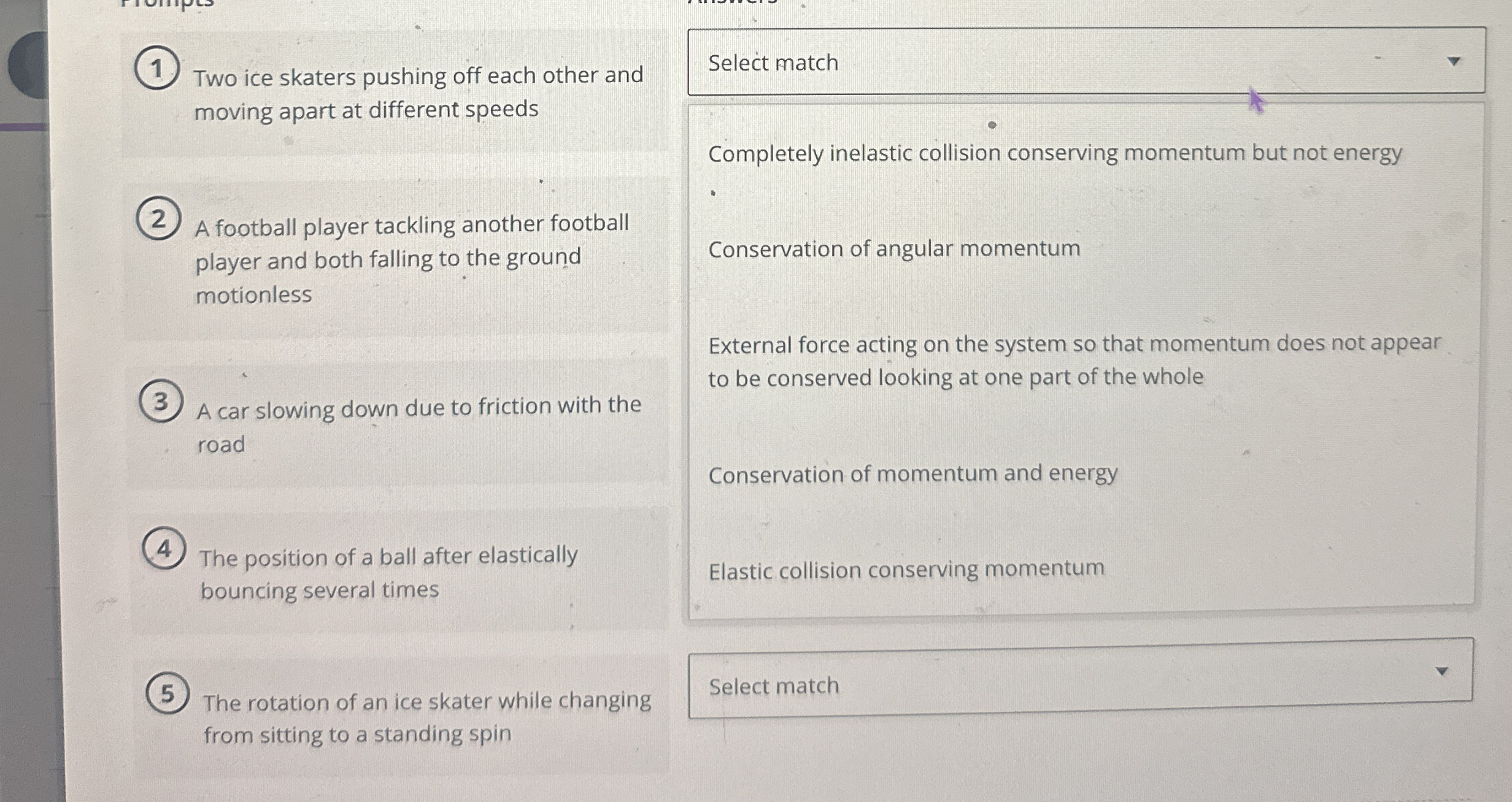 ( 1 ) Two ice skaters pushing off each other and