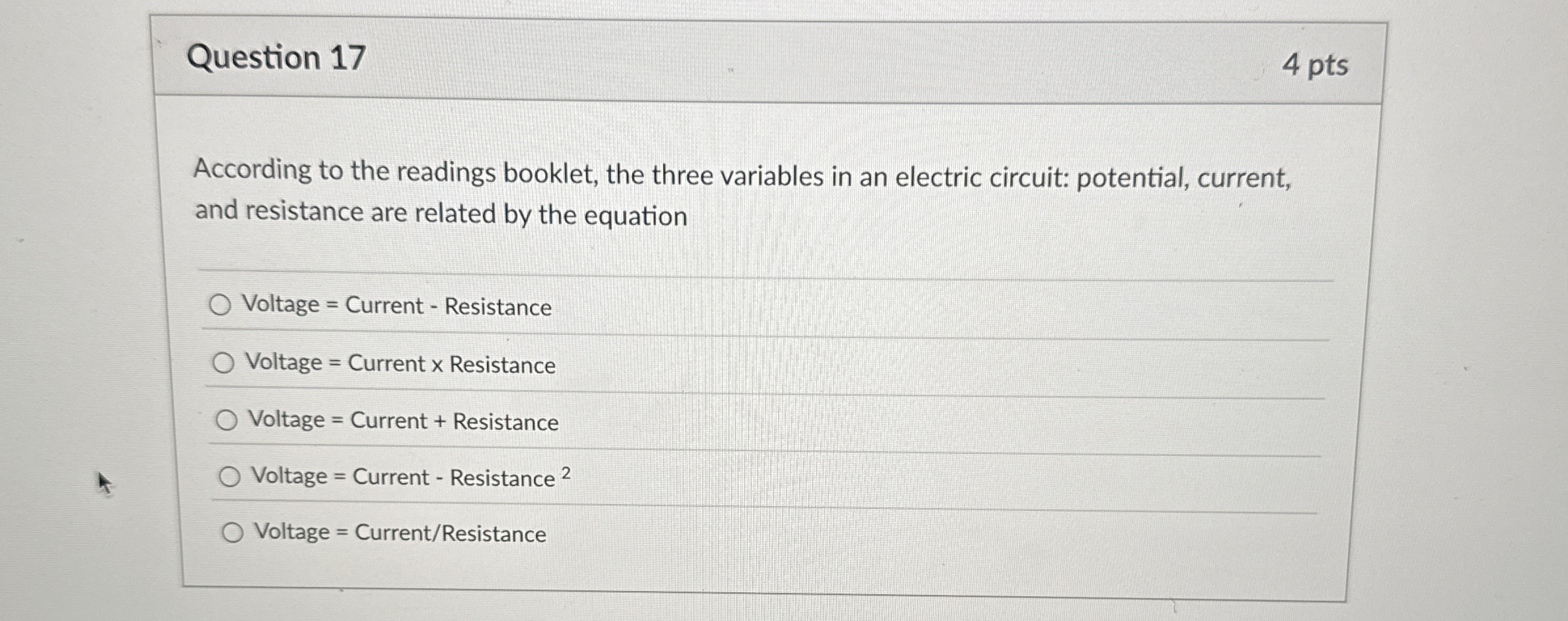 Question 1 7 4 pts According to the readings