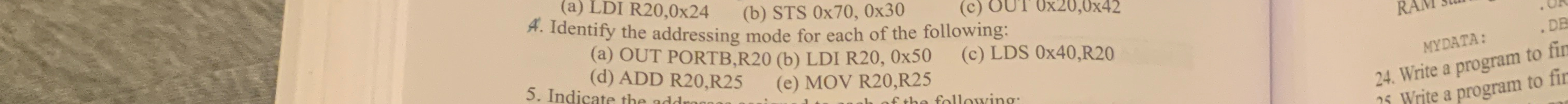 ( a ) LDI R 2 0 , 0 x 2 4 ( b ) STS 0 7 0 , 0 3 0