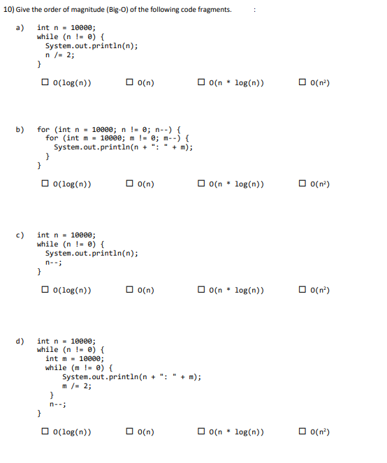 Give the order of magnitude (Big-O) of the