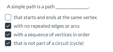 A simple path is a path that starts and ends at