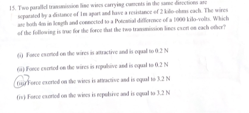 1 5 . Two parallel transmission line wires