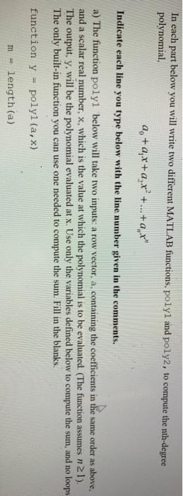 In each part below you will write two different