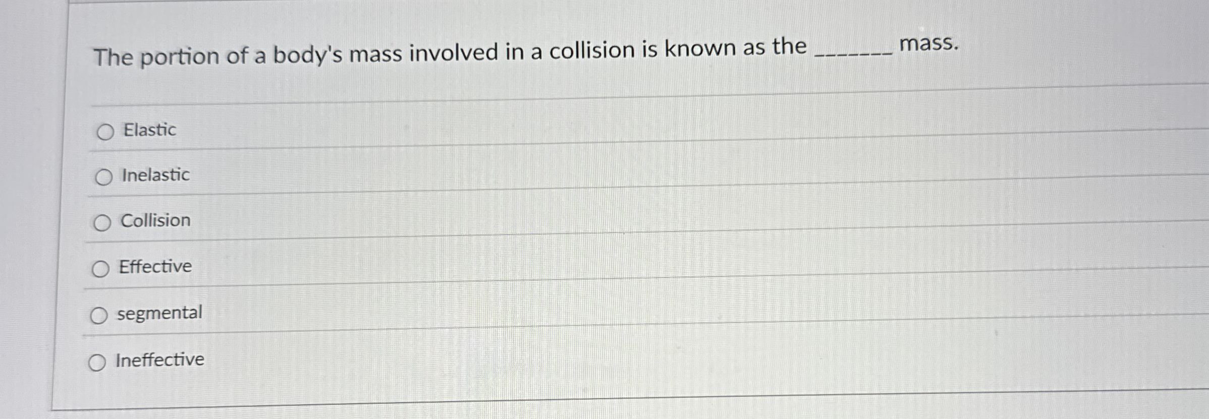 The portion of a body's mass involved in a