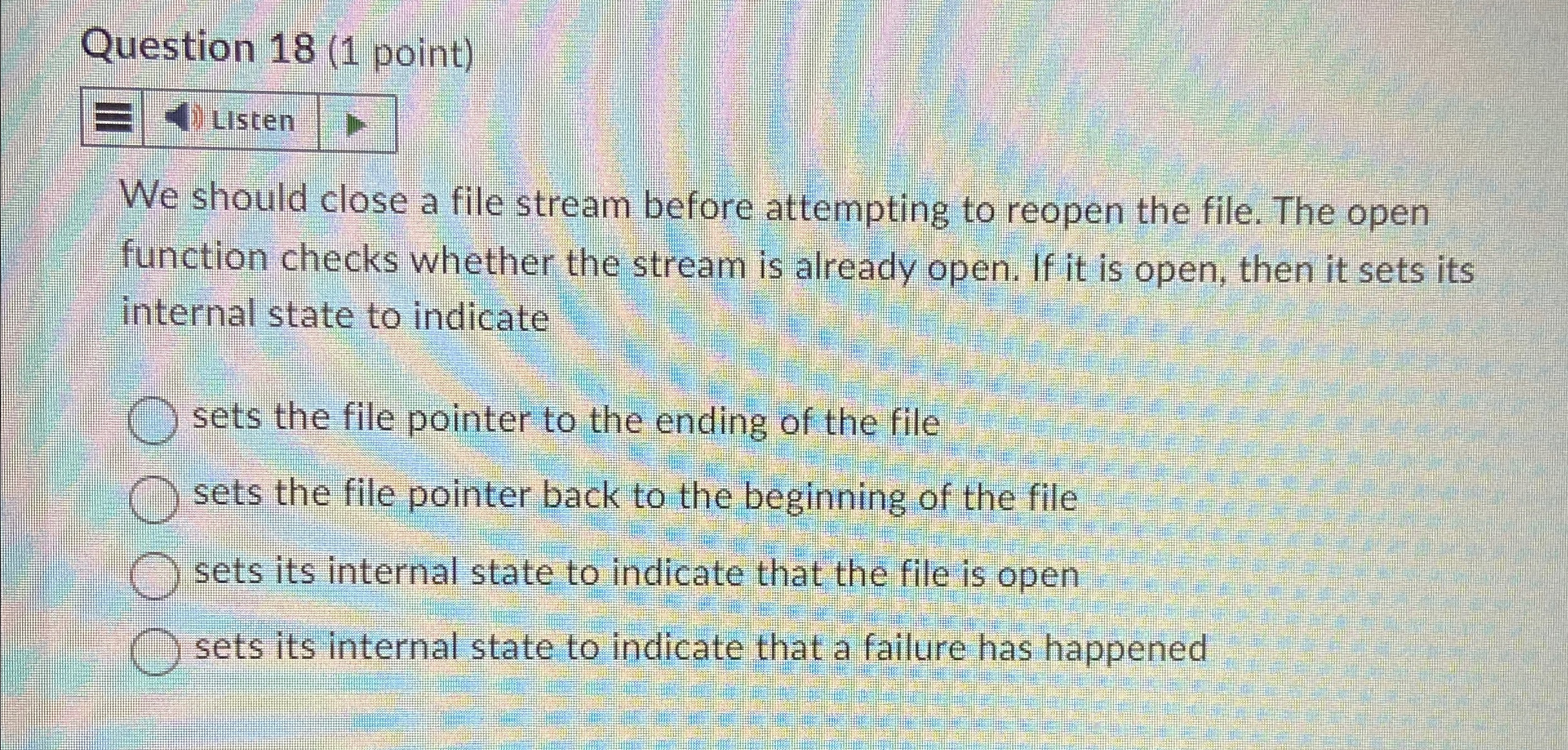 Question 1 8 ( 1 point ) Listen We should close a