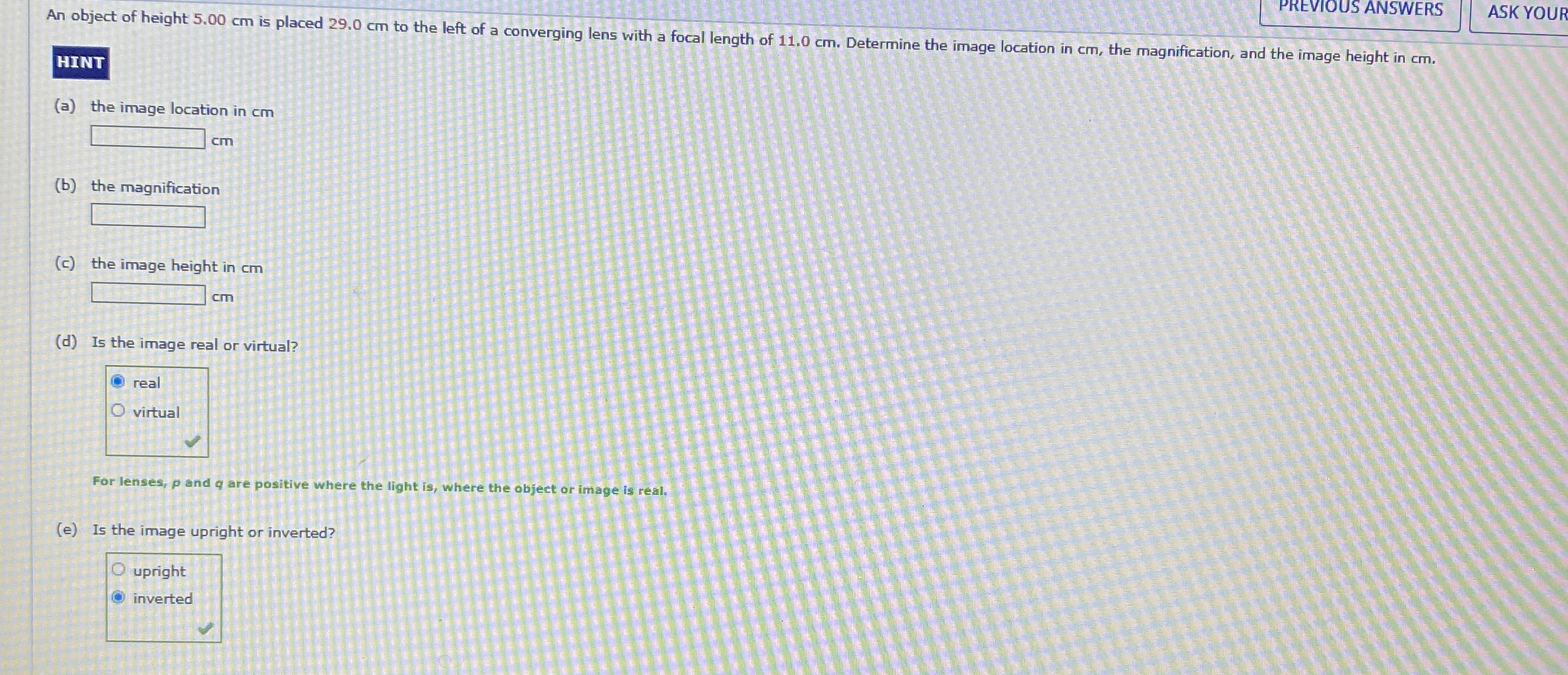 An object of height 5 . 0 0 cm is placed 2 9 . 0