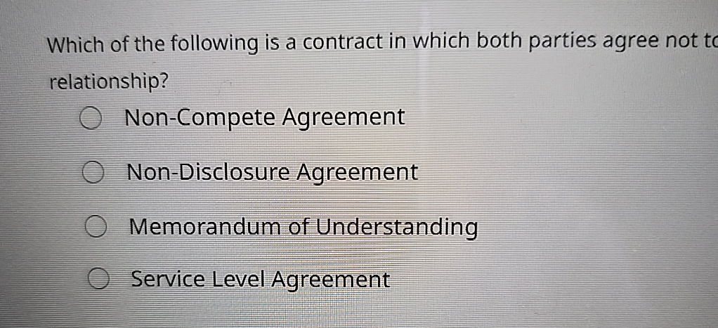 Which of the following is a contract in which