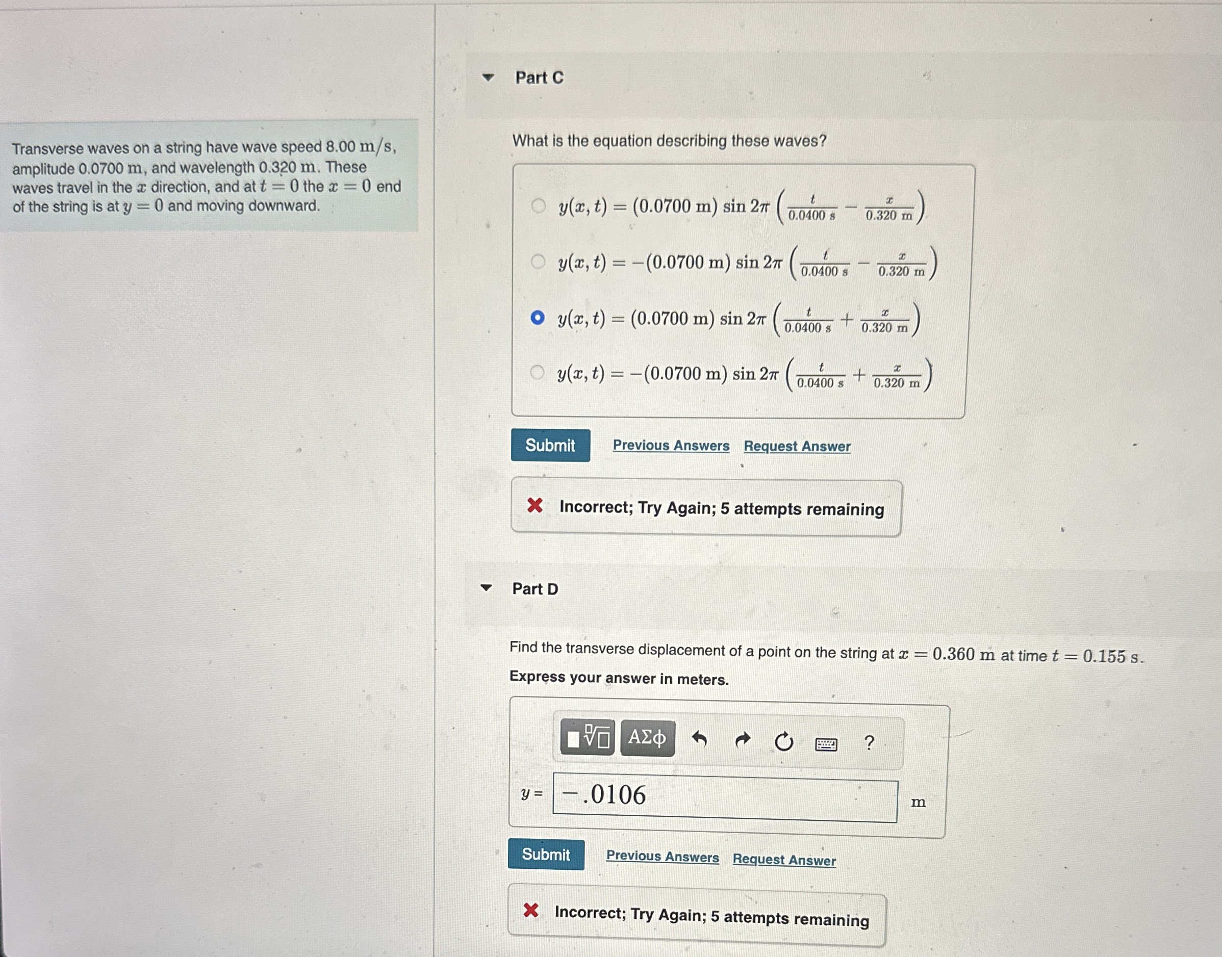 Part C What is the equation describing these