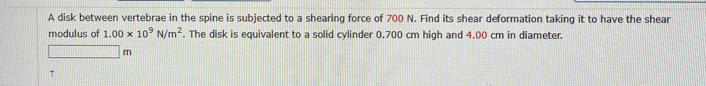 A disk between vertebrae in the spine is