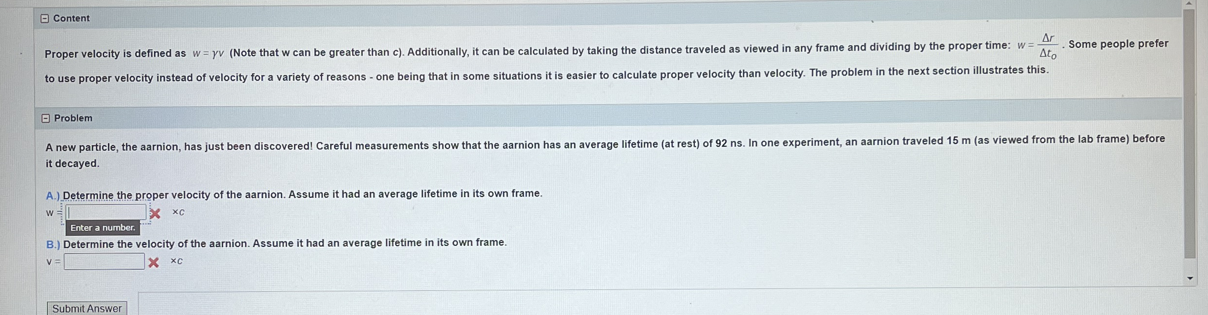Content Problem it decayed. A . ) Determine the