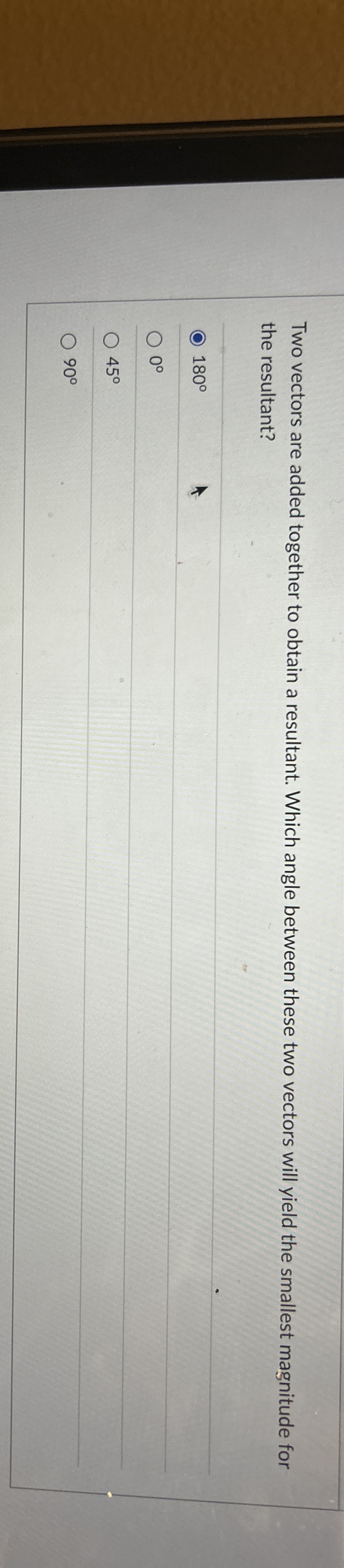 Two vectors are added together to obtain a
