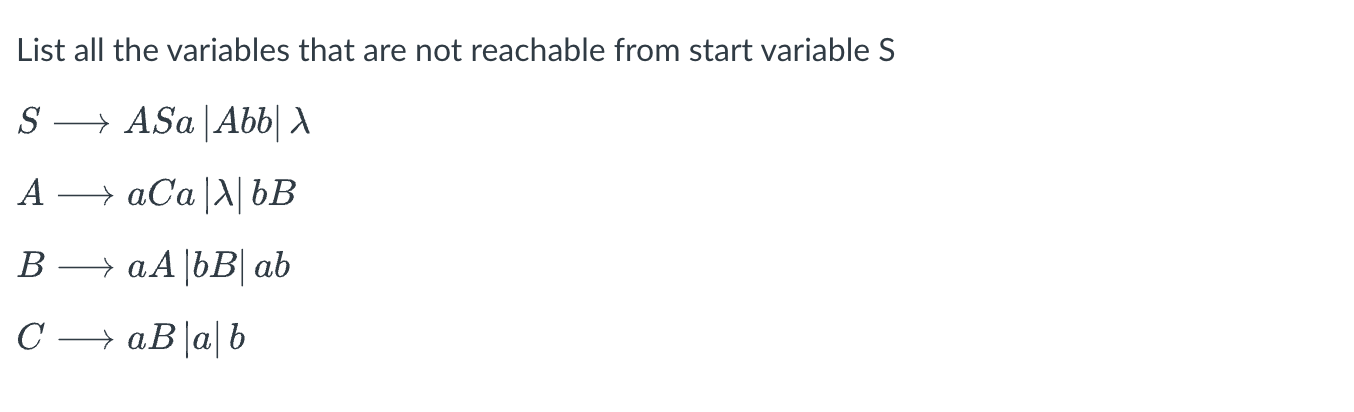 List all the variables that are not reachable