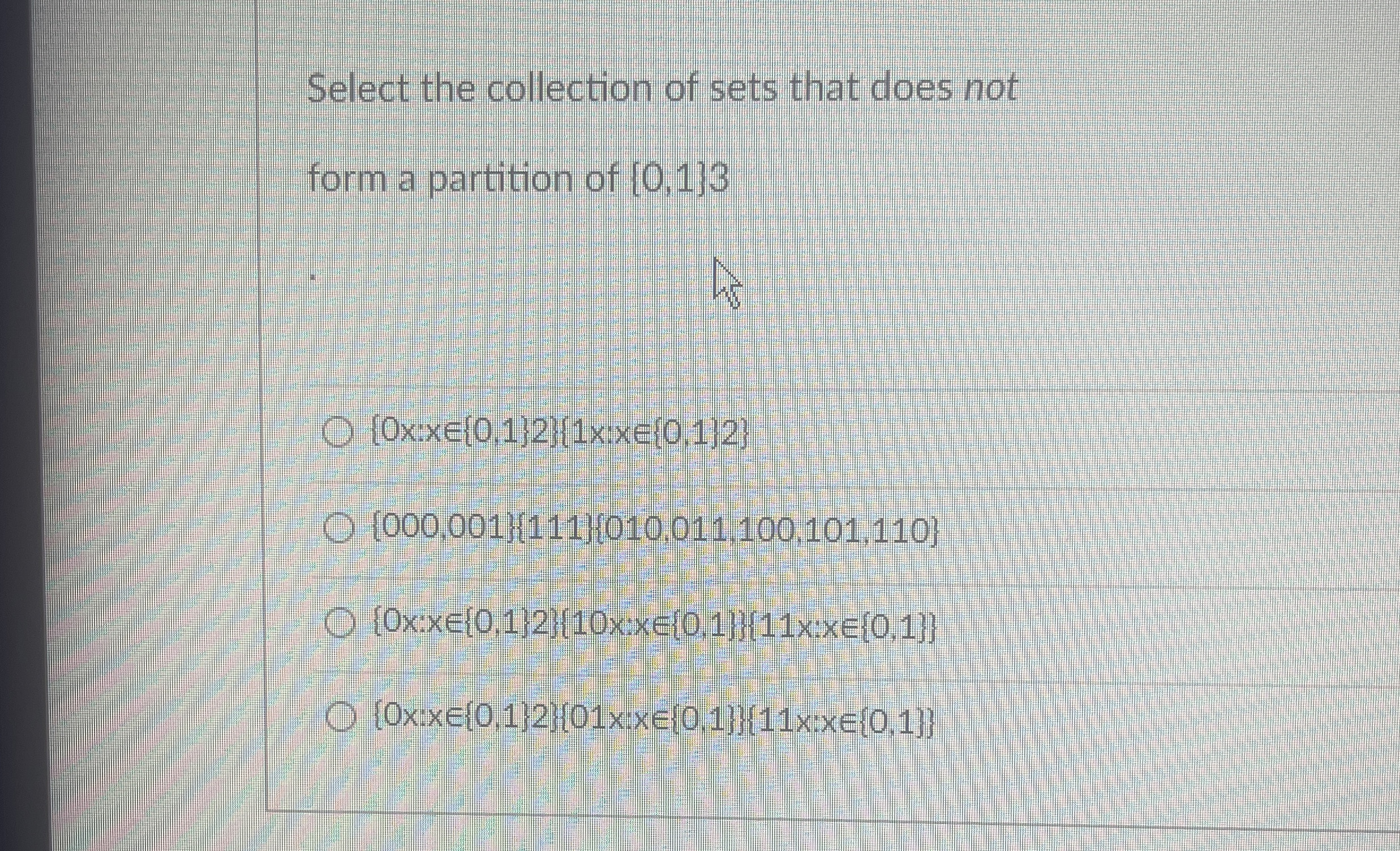 Select the collection of sets that does not form