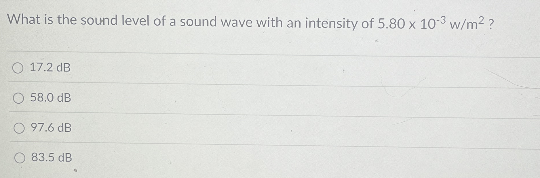 What is the sound level of a sound wave with an