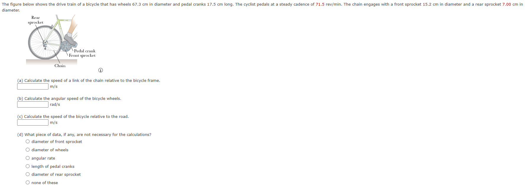 diameter. ( i ) ( a ) Calculate the speed of a