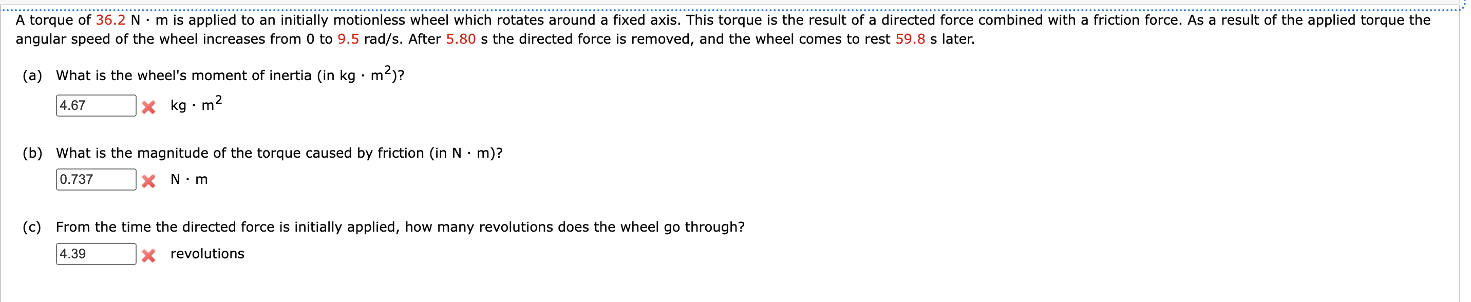 A torque of \ ( 3 6 . 2 \ mathrm { ~N } \ cdot \