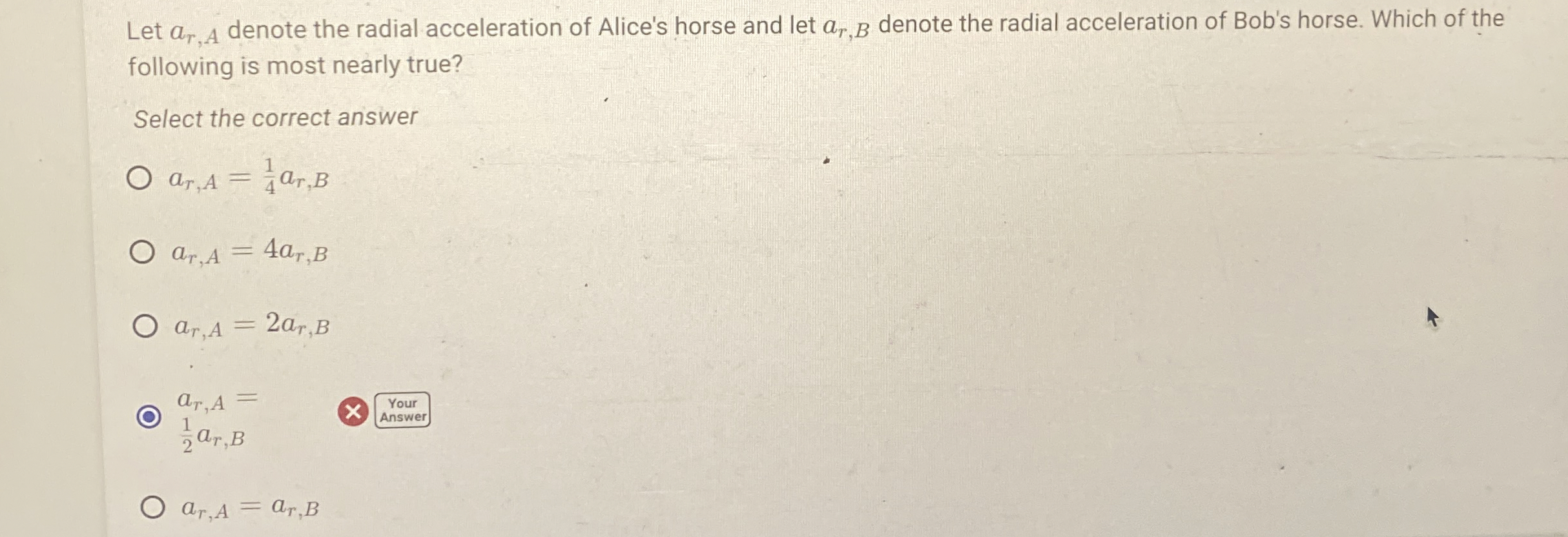 alices hora eis twice as far frim the acis as