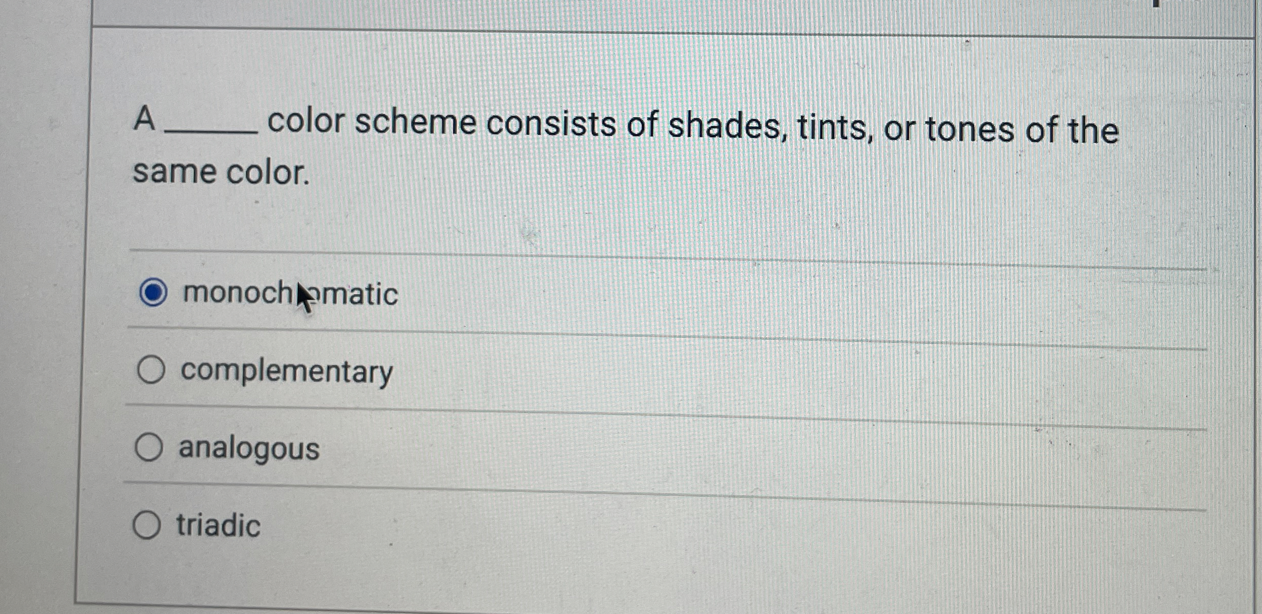 A q , color scheme consists of shades, tints, or