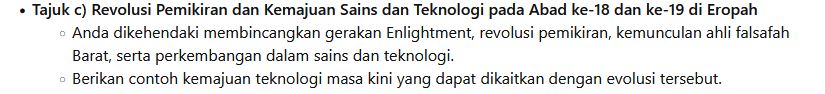 Tajuk c ) Revolusi Pemikiran dan Kemajuan Sains